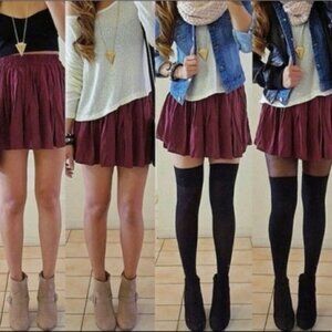 Brandy Melville | Maroon Luma Pleated Skirt | One Size